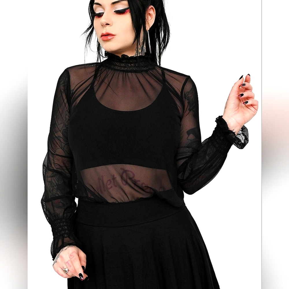Foxblood Andrea Mesh Long Sleeve shirt size Large